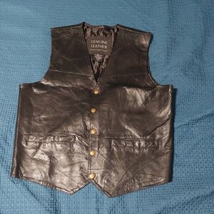 Genuine Leather Black Vest for Men